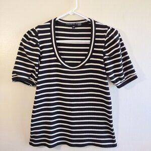 Veronica Beard Black and White Striped Top